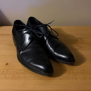 Salvatore Ferragamo Black Leather Derby Shoes Sz 9.5 D